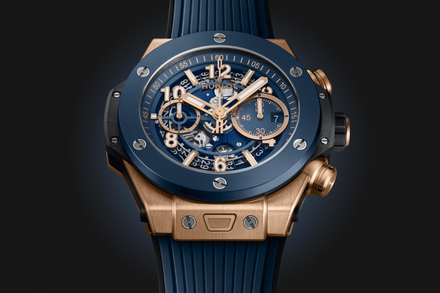big bang unico king gold blue ceramic 44 mm
