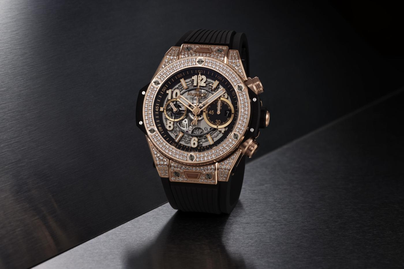 big bang unico king gold pavé front view